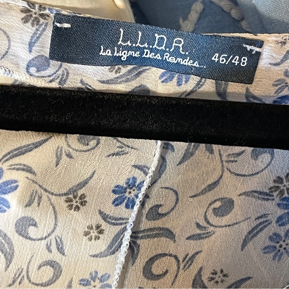 La Ligne Blue Floral Blouse Sheer Flowy Coastal Chic Cottagecore Romantic Sz 14 - Picture 10 of 10